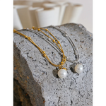 colar de pérolas de aço inoxidável contas redondas corrente pingente colar para mulheres ouro prata cor jóias 