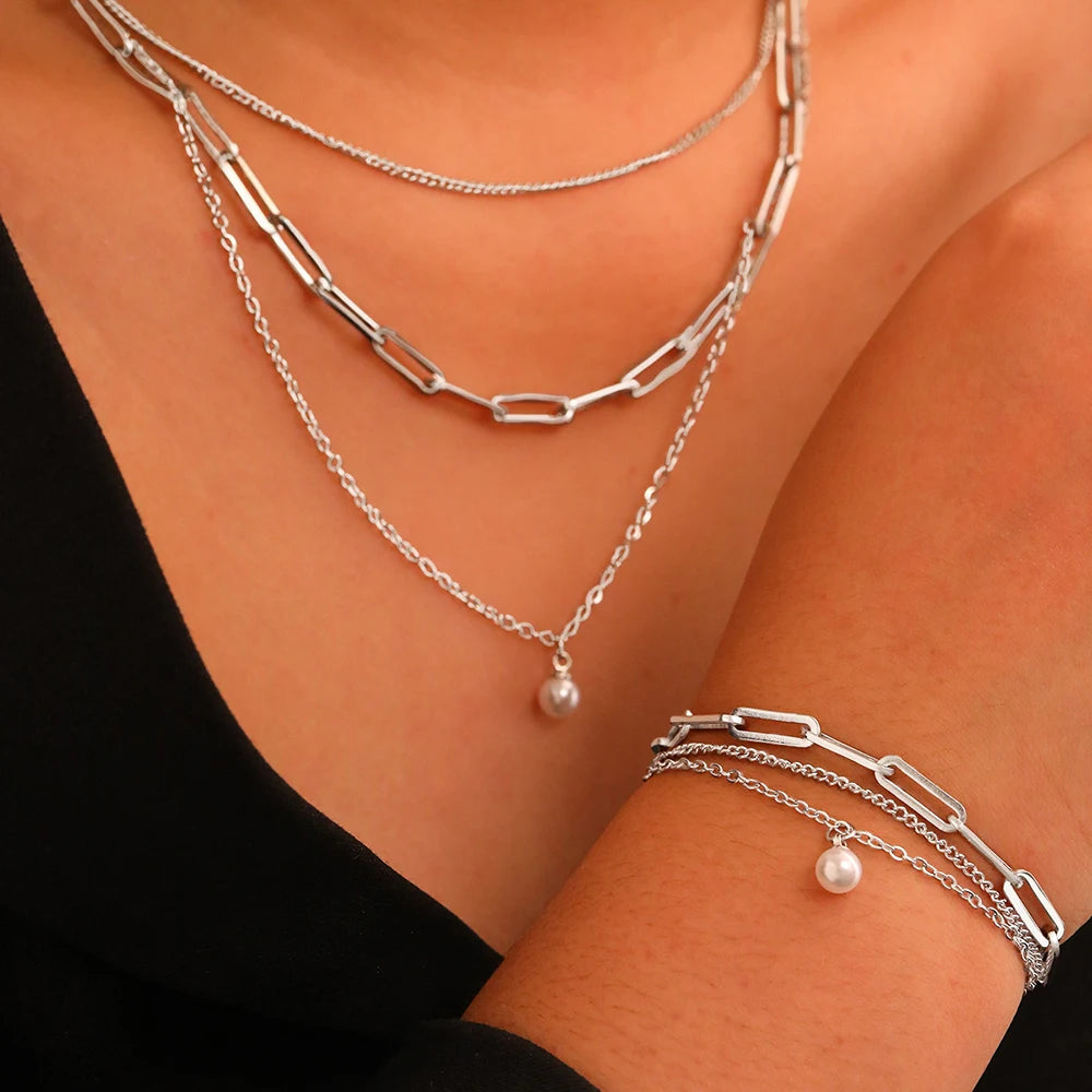 Conjunto de Joias Pérola e Corrente