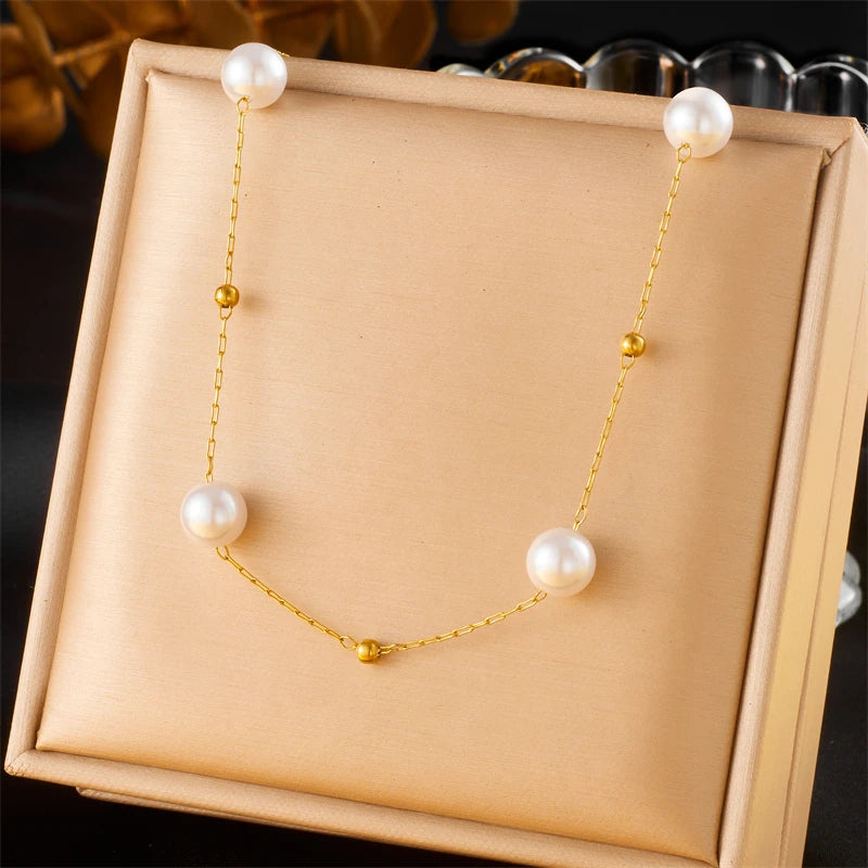 Conjunto de Joias Pérolas e Corações
