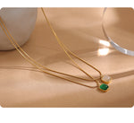 colar quadrado verde opala pedra pingente gota balançar colar para mulheres charme jóias minimalista 